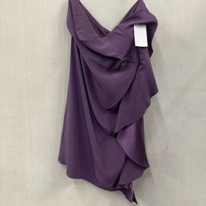 NWT Elizabeth James Purple Silk ruffle Strapless